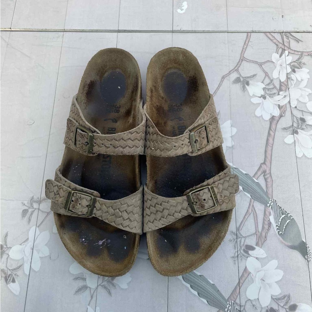 Birkenstock Beige Braided Buckle Sandals